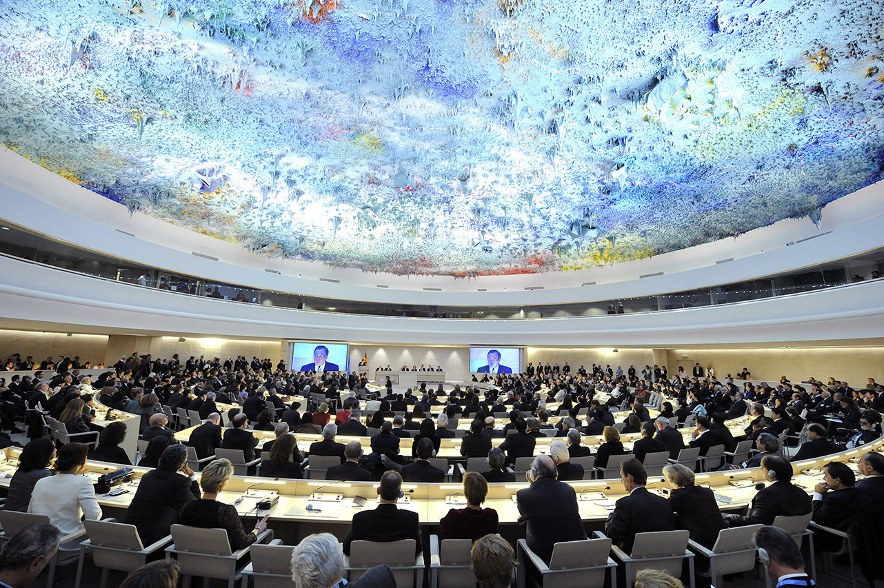 A view the room of Spain during the inauguration of the Spanish room at the United Nations in Geneva.
